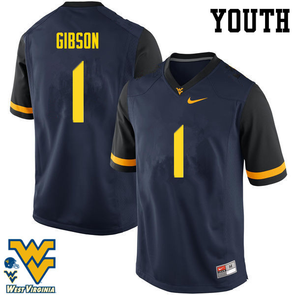 NCAA Youth Shelton Gibson West Virginia Mountaineers Navy #1 Nike Stitched Football College Authentic Jersey DW23B51NG